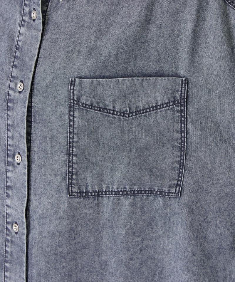 【2サイズ展開/オールシーズン着れる】テンセルデニムシャツ