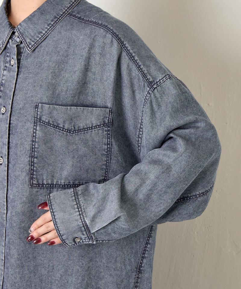 【2サイズ展開/オールシーズン着れる】テンセルデニムシャツ