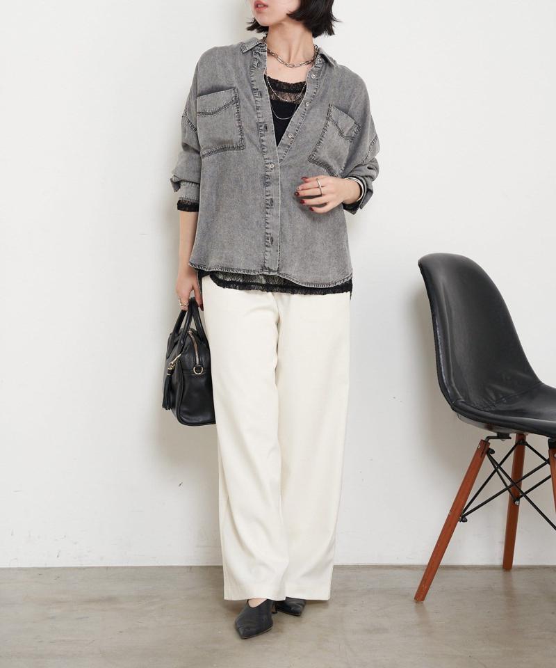 【2サイズ展開/オールシーズン着れる】テンセルデニムシャツ