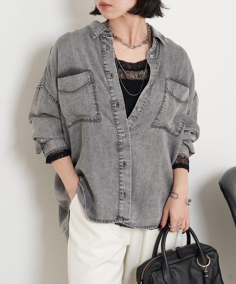 【2サイズ展開/オールシーズン着れる】テンセルデニムシャツ