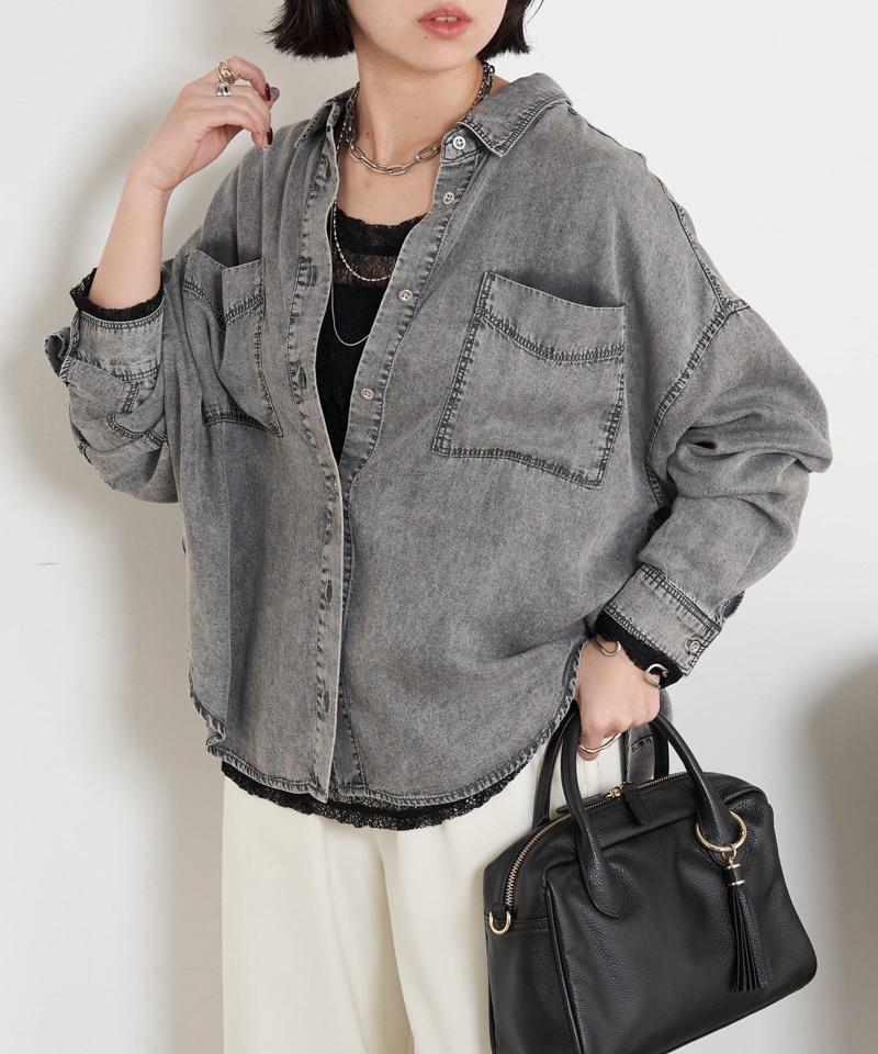 【2サイズ展開/オールシーズン着れる】テンセルデニムシャツ