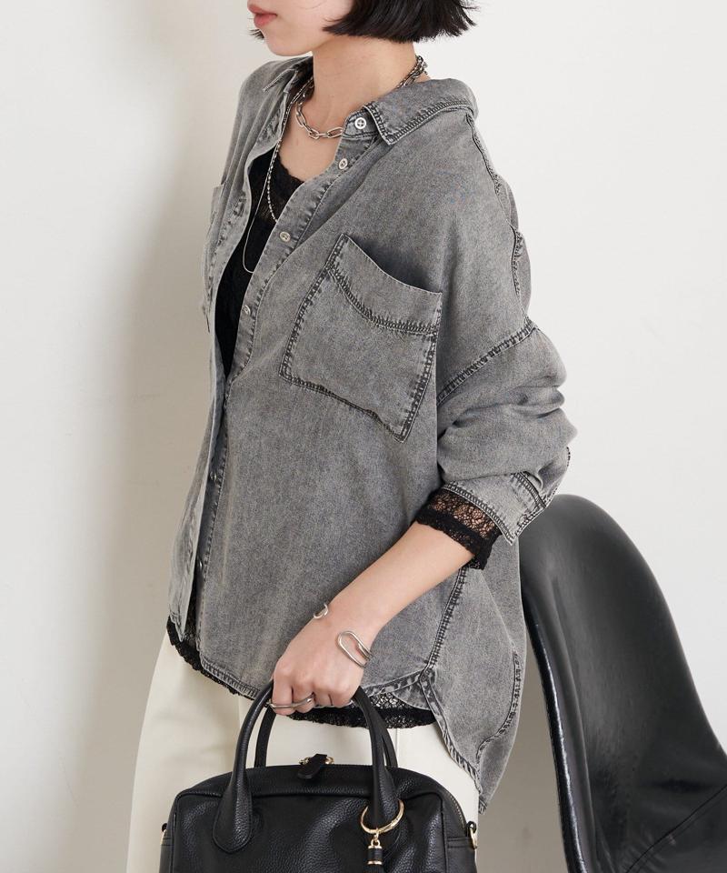 【2サイズ展開/オールシーズン着れる】テンセルデニムシャツ