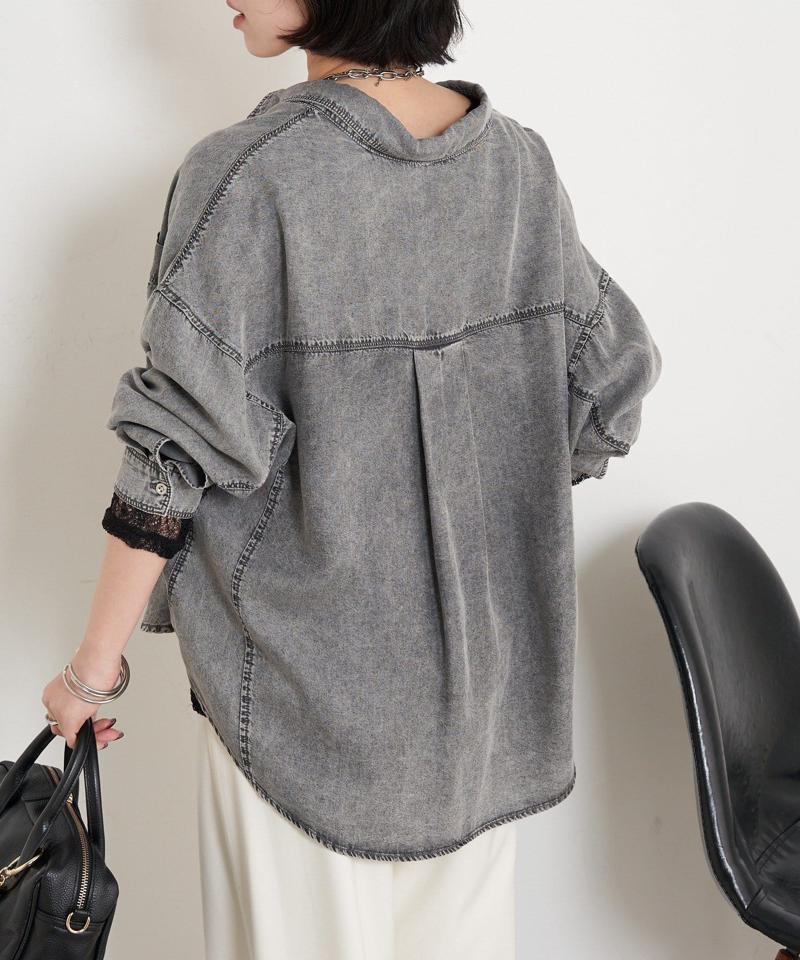 【2サイズ展開/オールシーズン着れる】テンセルデニムシャツ