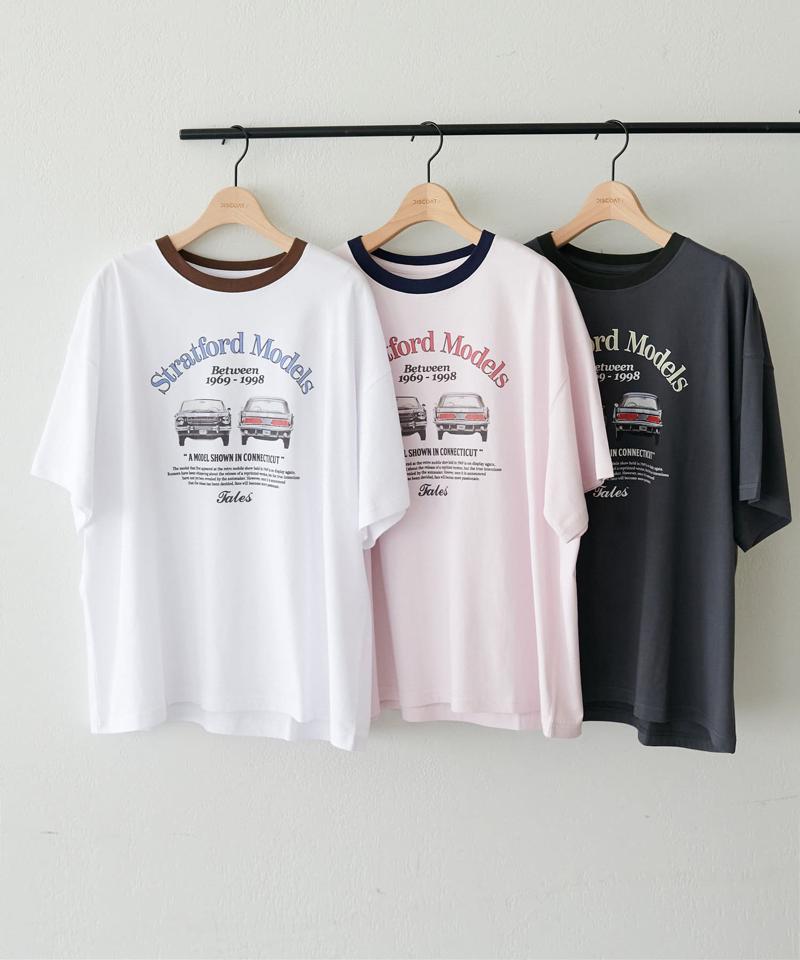 【ユニセックス】カーグラフィックリンガーTシャツ