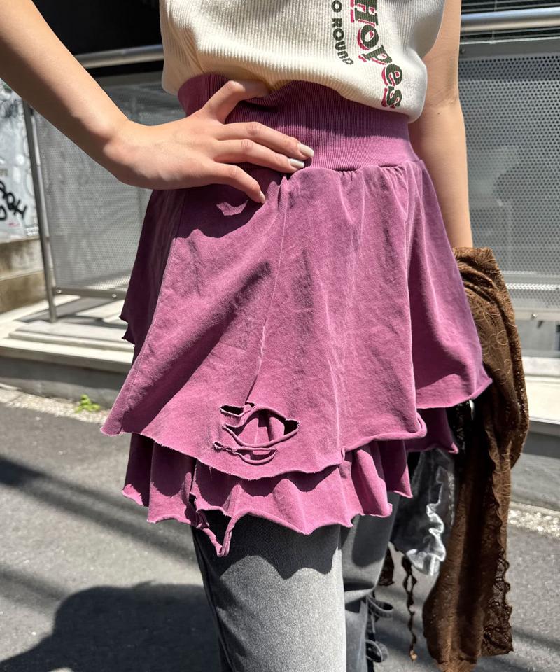 ピグメンドダメージティアードミニスカート