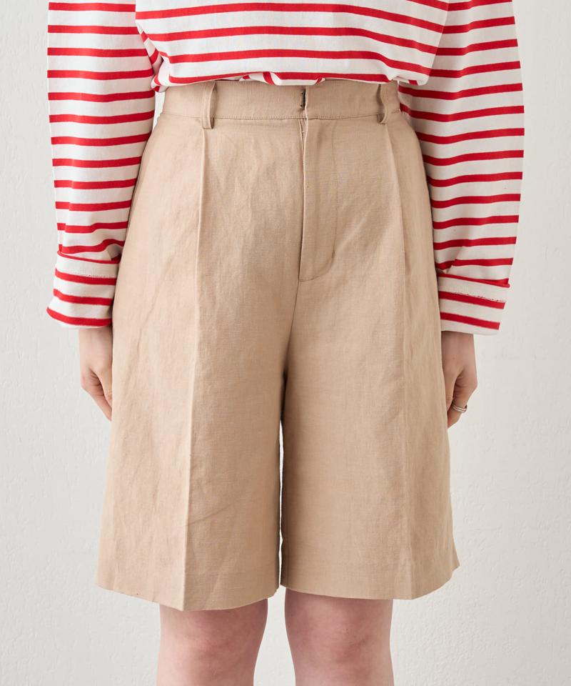 《涼しい素材感》リネンハーフパンツ