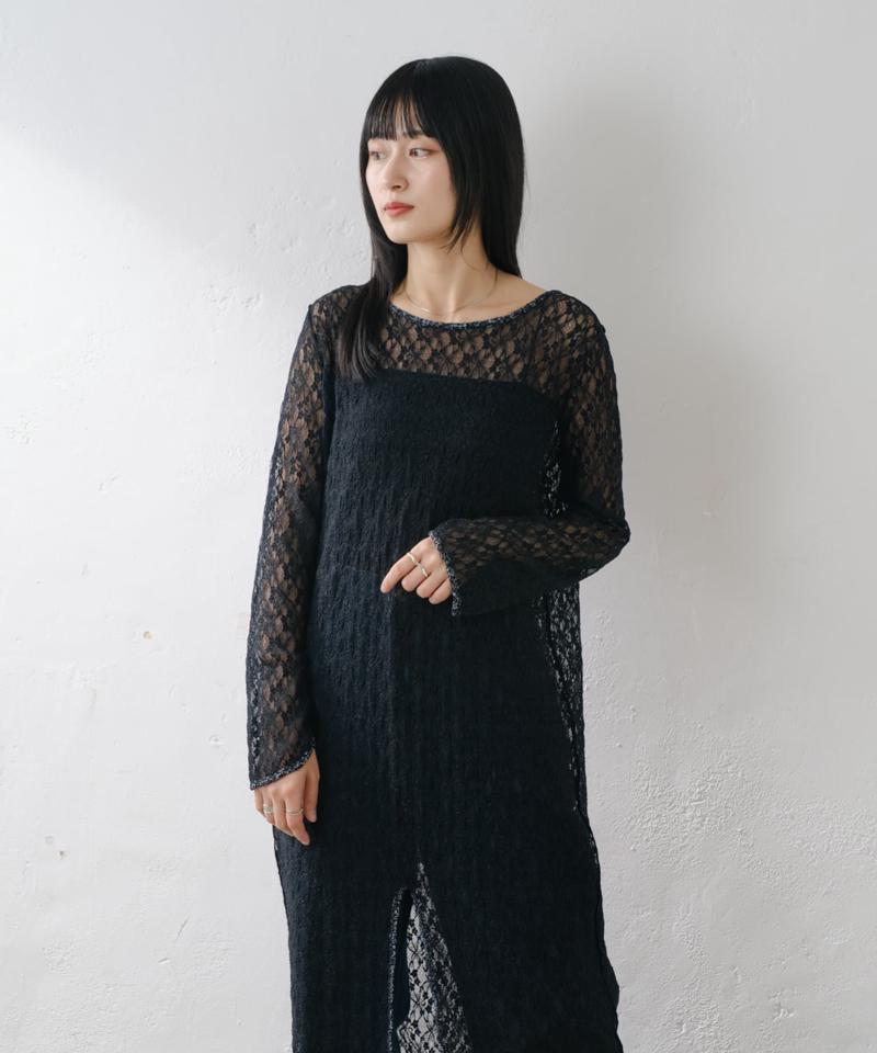 【WEB限定/前後2WAY/リバーシブル】レースフラワー長袖ワンピース