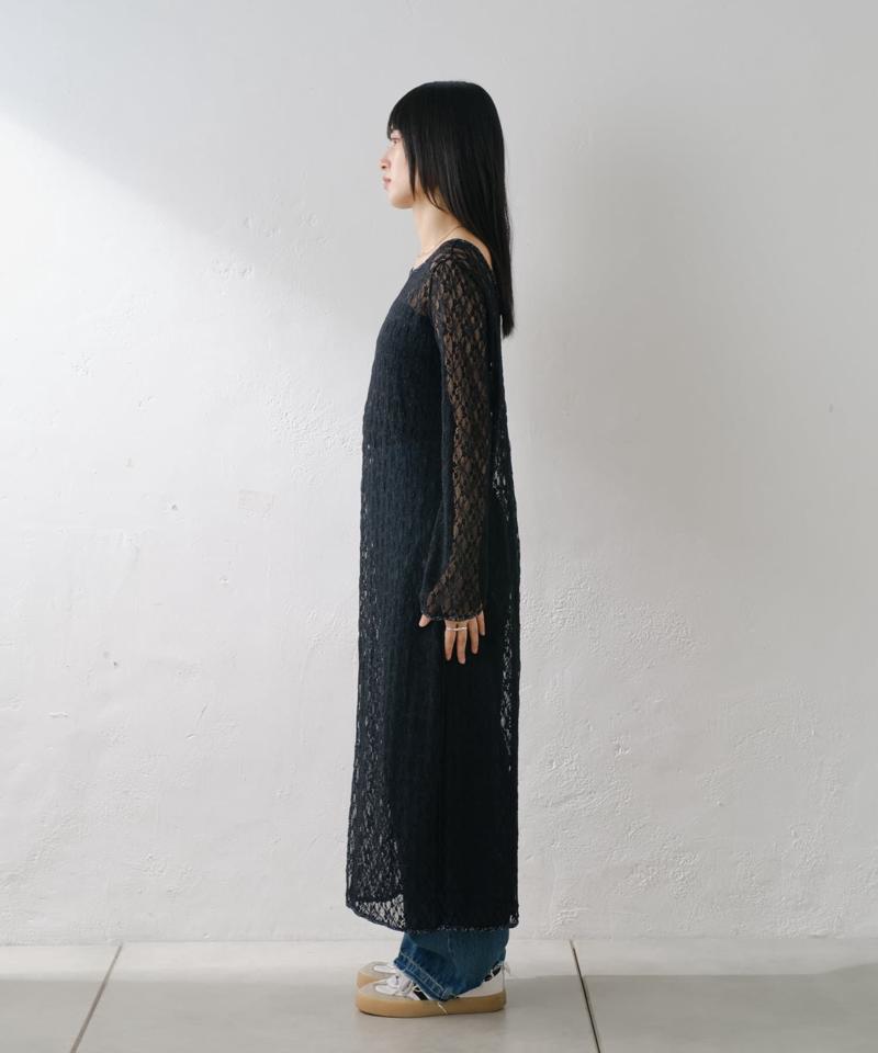 【WEB限定/前後2WAY/リバーシブル】レースフラワー長袖ワンピース