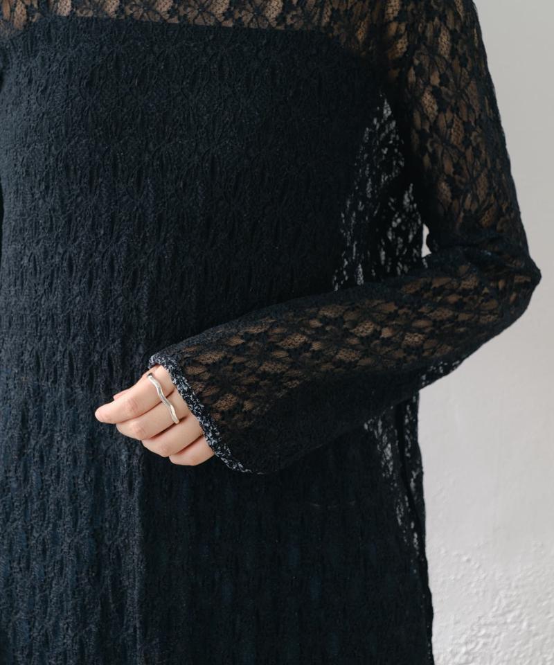 【WEB限定/前後2WAY/リバーシブル】レースフラワー長袖ワンピース