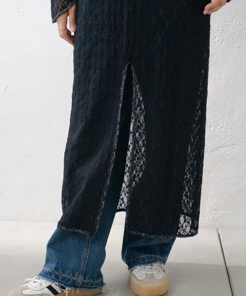 【WEB限定/前後2WAY/リバーシブル】レースフラワー長袖ワンピース