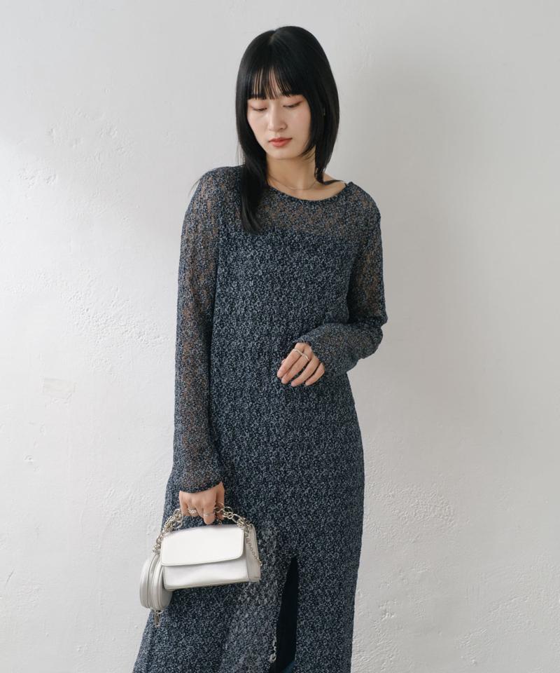 【WEB限定/前後2WAY/リバーシブル】レースフラワー長袖ワンピース