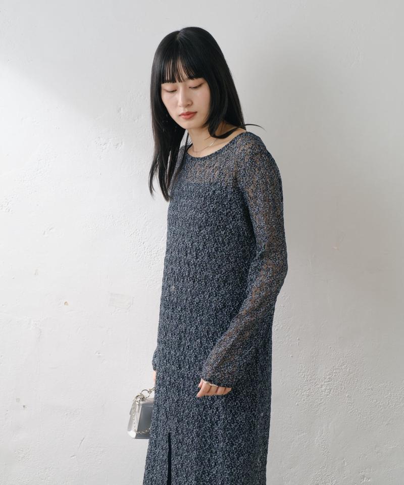 【WEB限定/前後2WAY/リバーシブル】レースフラワー長袖ワンピース