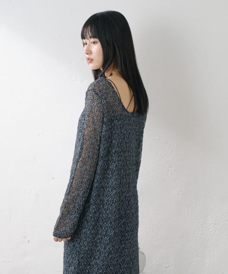 【WEB限定/前後2WAY/リバーシブル】レースフラワー長袖ワンピース