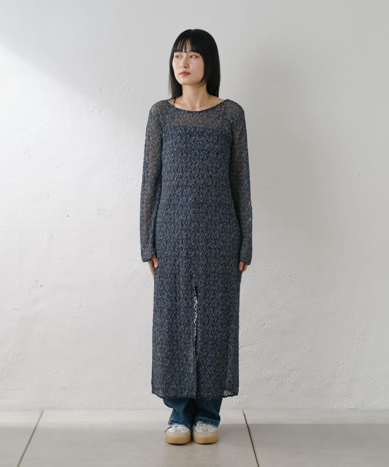 【WEB限定/前後2WAY/リバーシブル】レースフラワー長袖ワンピース