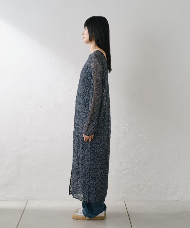 【WEB限定/前後2WAY/リバーシブル】レースフラワー長袖ワンピース