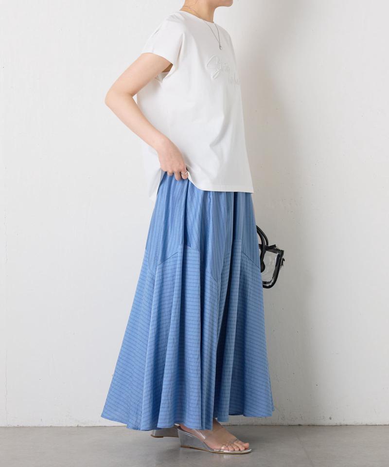 【キレイめTシャツ】モール刺繍フレンチTシャツ