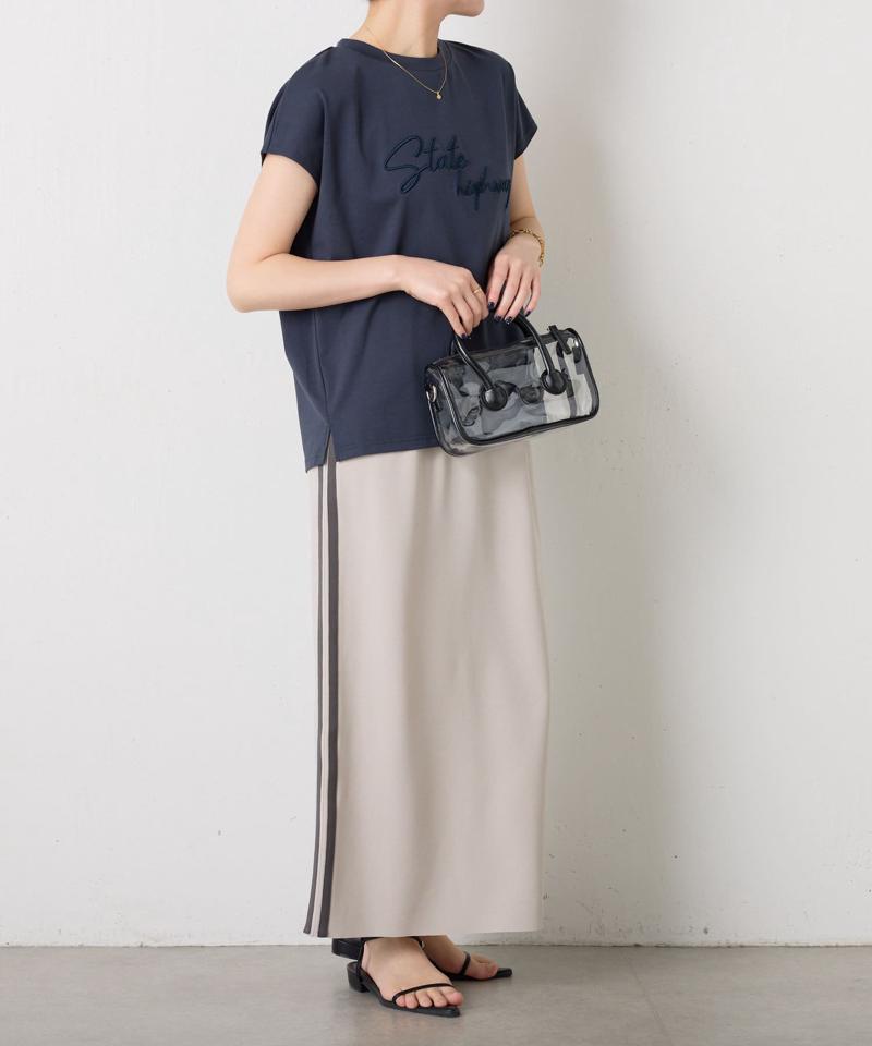 【キレイめTシャツ】モール刺繍フレンチTシャツ