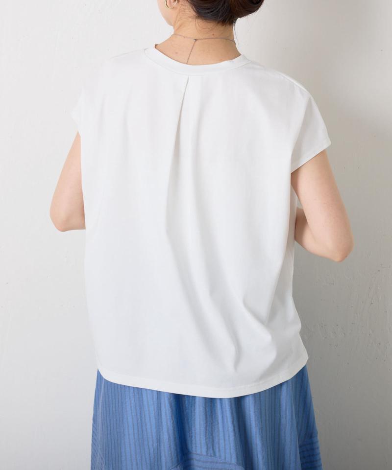 【キレイめTシャツ】モール刺繍フレンチTシャツ