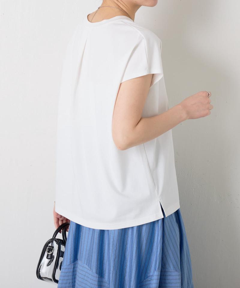 【キレイめTシャツ】モール刺繍フレンチTシャツ