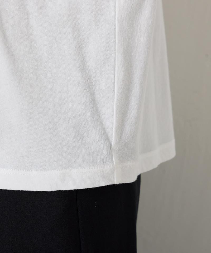 【体型カバー】ハーフスリーブシアーコンビTシャツ