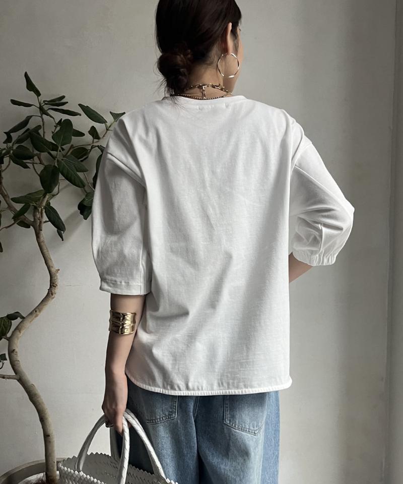 【WEB限定】パールロゴ刺繍タックスリーブプルオーバー