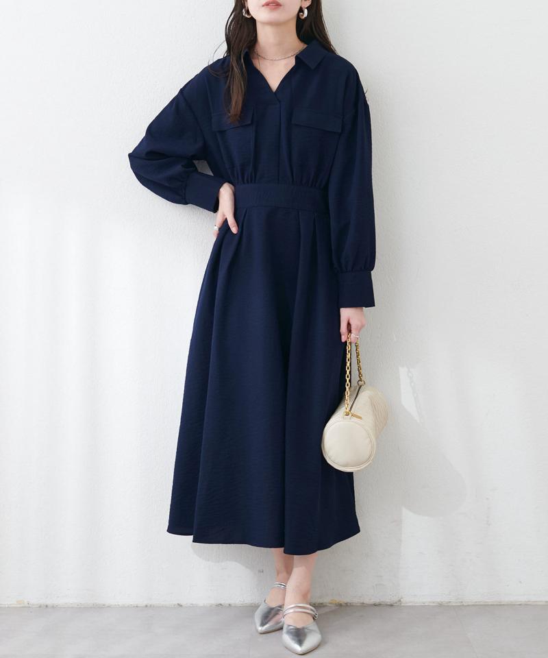 【natural couture】ミニタリースキッパー衿ワンピース