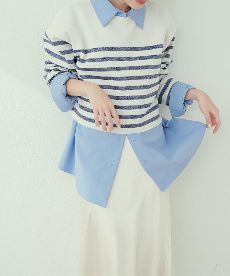 【natural couture】ボーダーJQ長袖プルオーバー