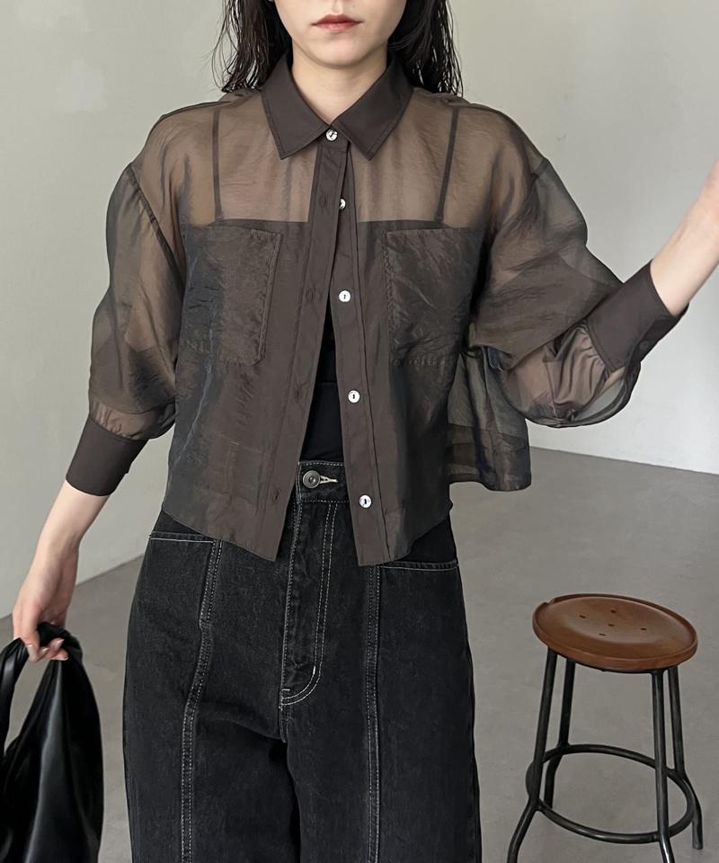 【CAPRICIEUX LE'MAGE】ブロッキングシアーシャツ