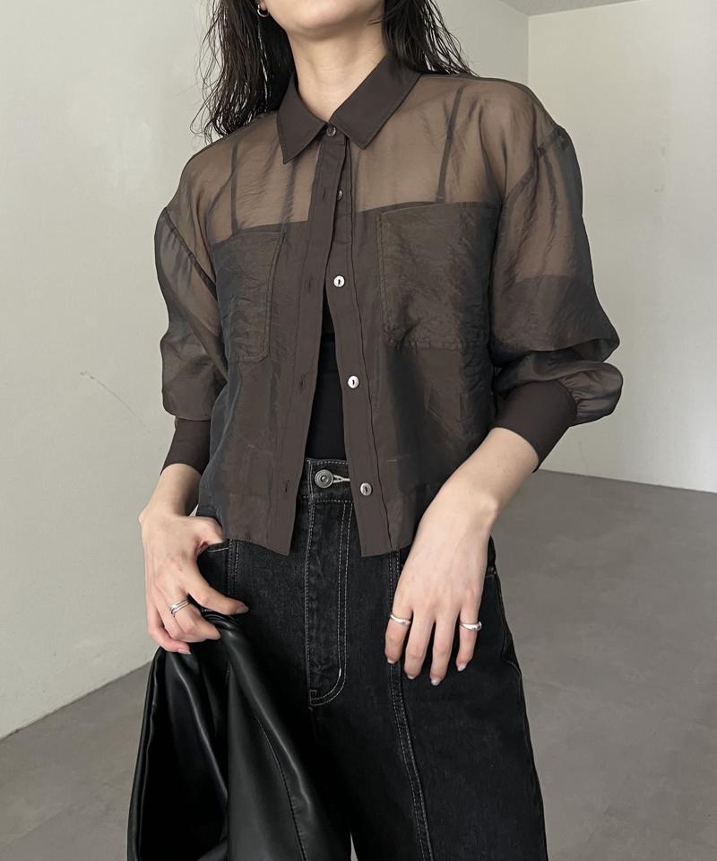 【CAPRICIEUX LE'MAGE】ブロッキングシアーシャツ