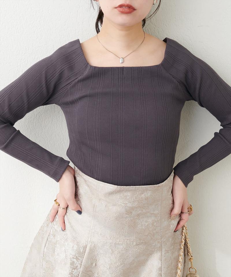 【natural couture】スクエアネックランダムテレコトップス