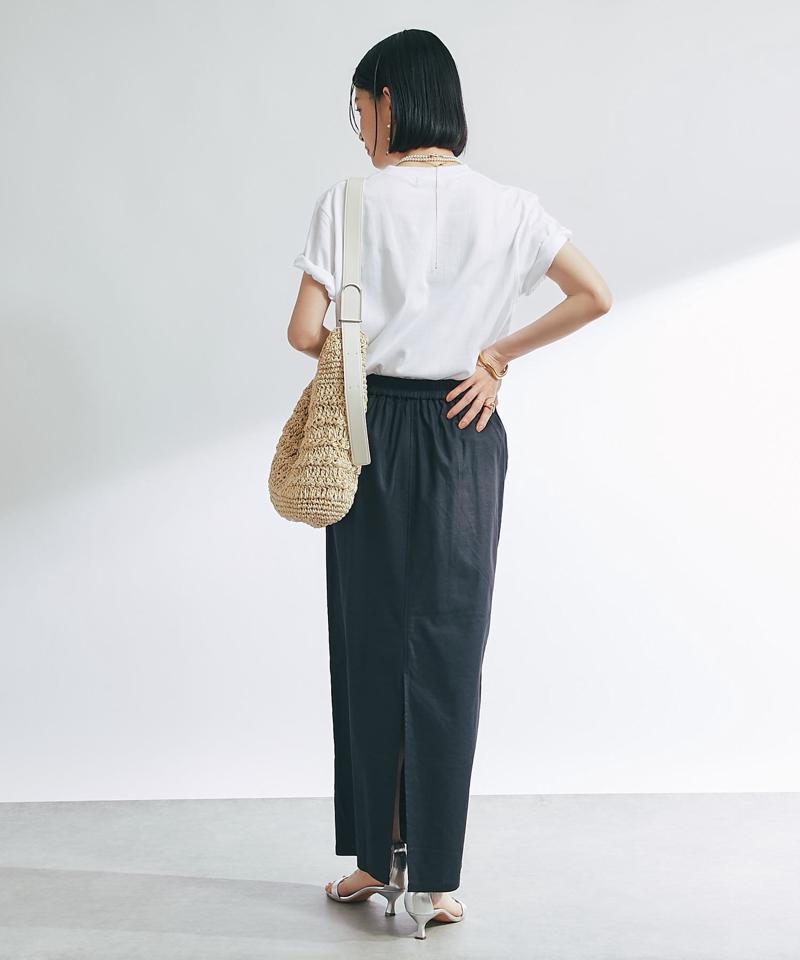 《女性らしく着こなせる》ストレッチリネンタイトスカート