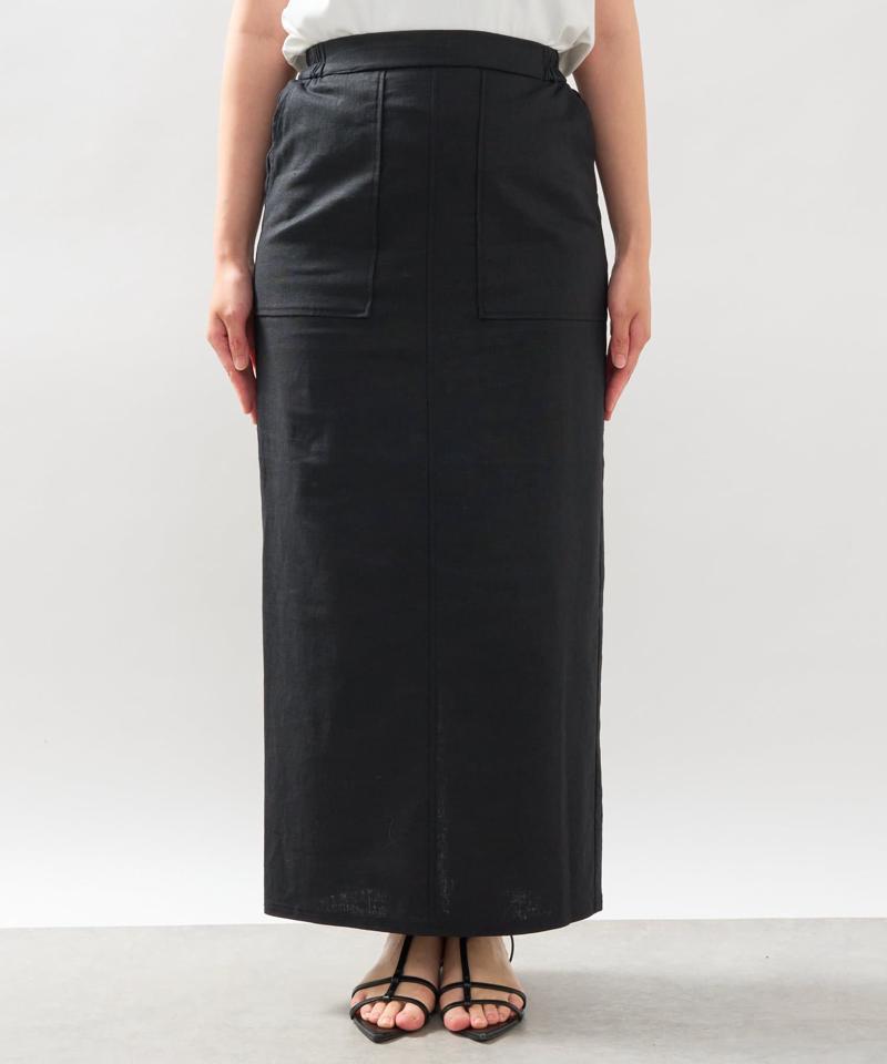 《女性らしく着こなせる》ストレッチリネンタイトスカート