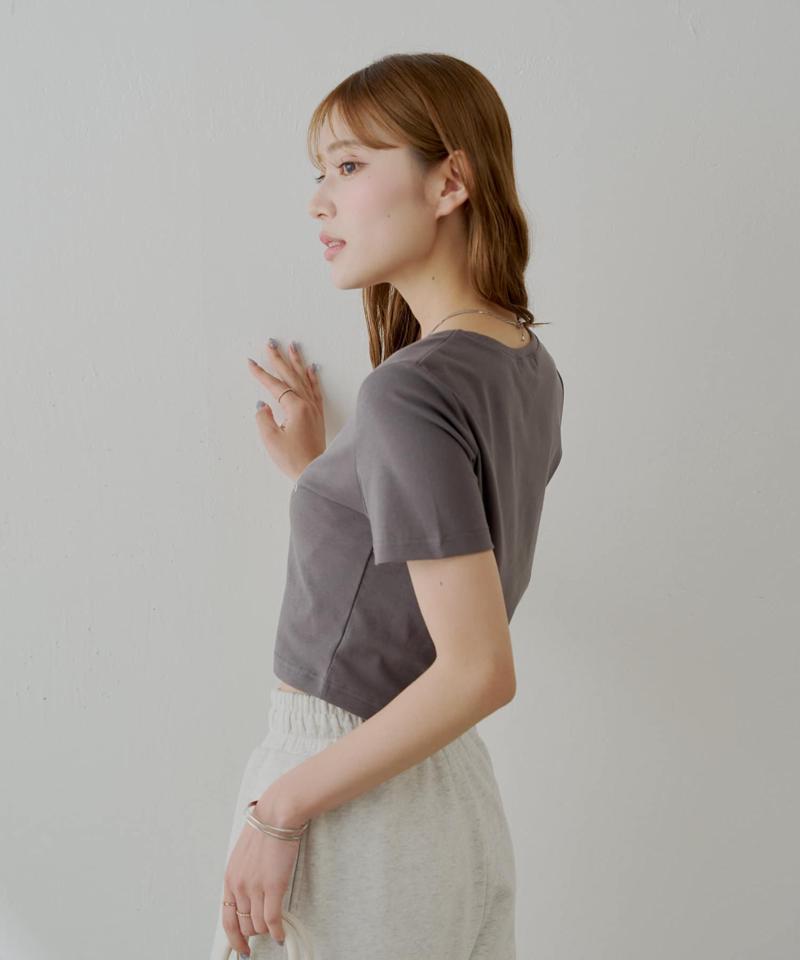 【5色展開】フラワー刺繍チビT