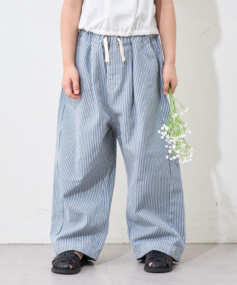 【KIDS】紐付き風ワイドイージーデニム