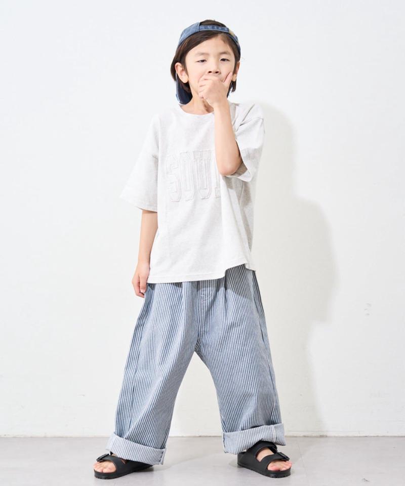 【KIDS】紐付き風ワイドイージーデニム
