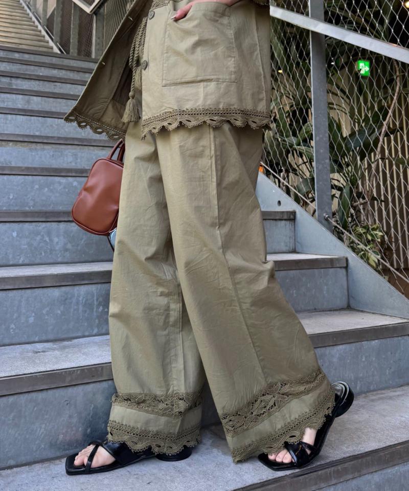 切替レースワイドパンツ