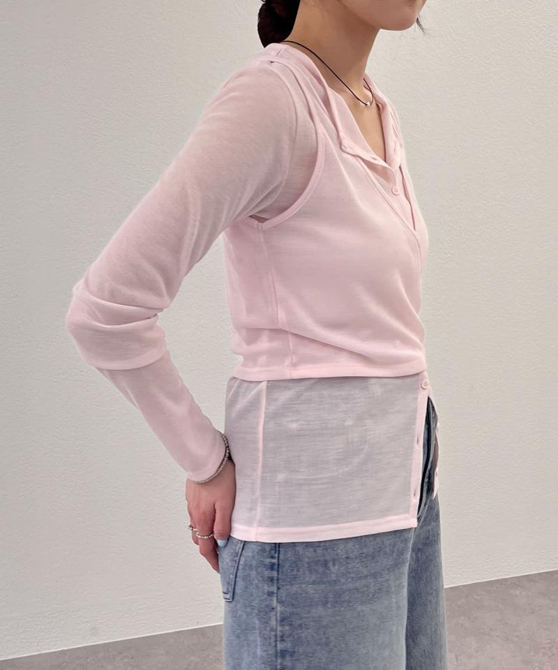 《大人のレイヤードスタイル》レイヤードカットソー