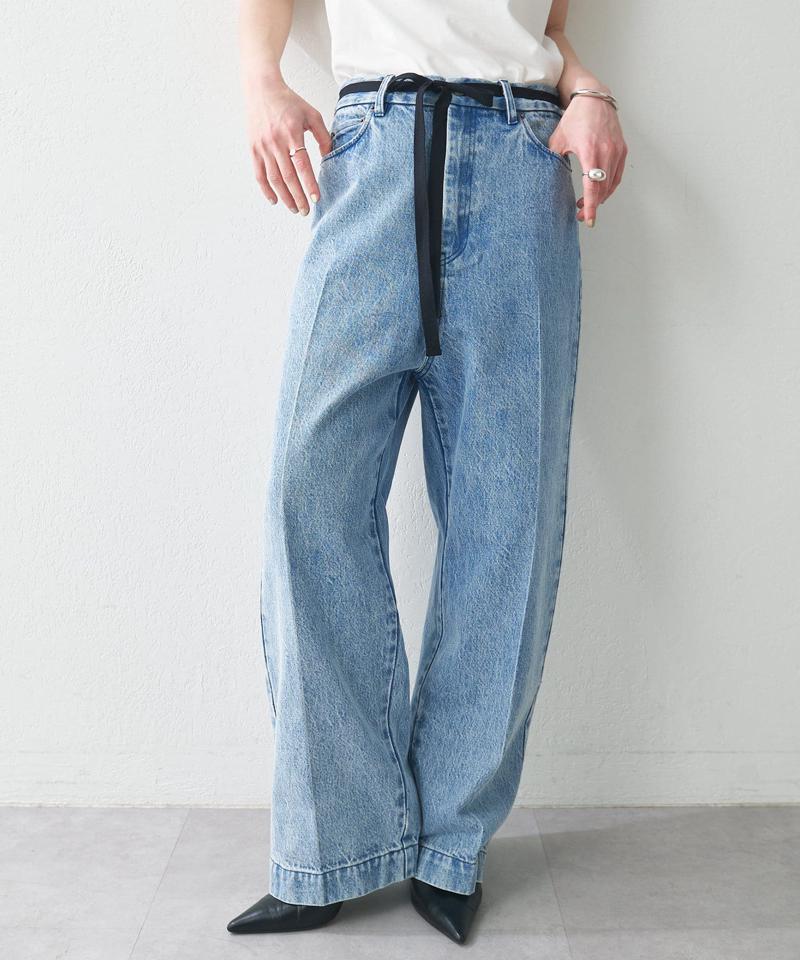 センタープレスデニムパンツ