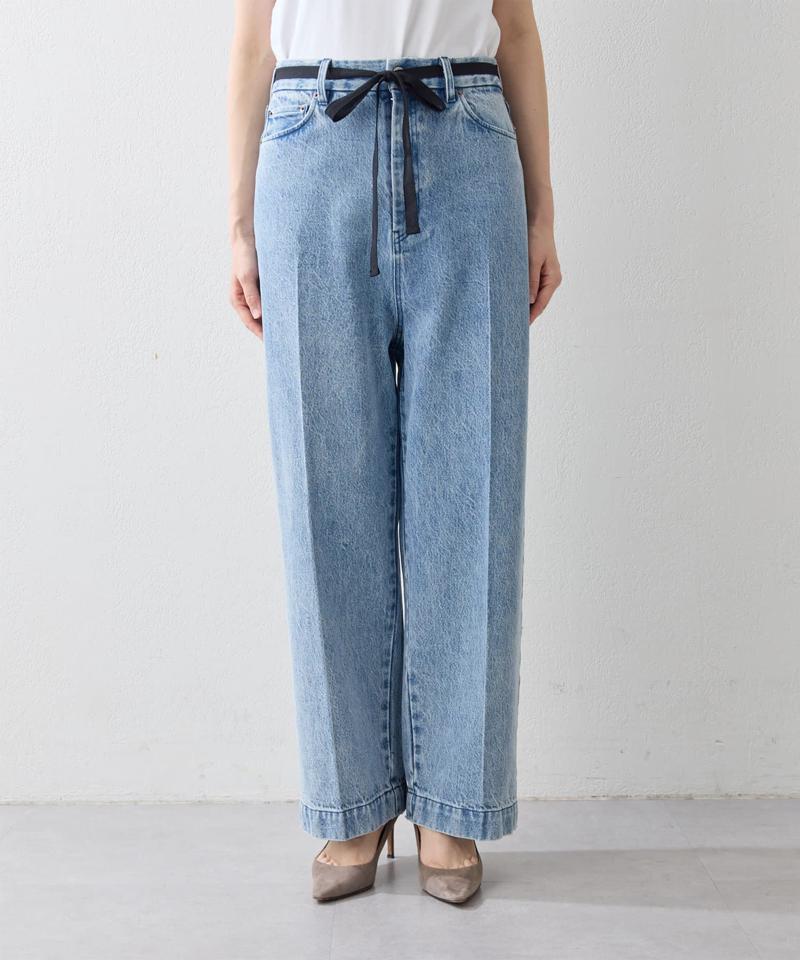 センタープレスデニムパンツ