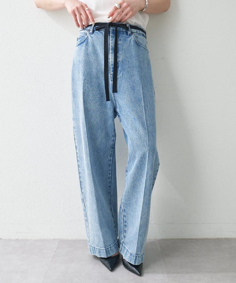 センタープレスデニムパンツ