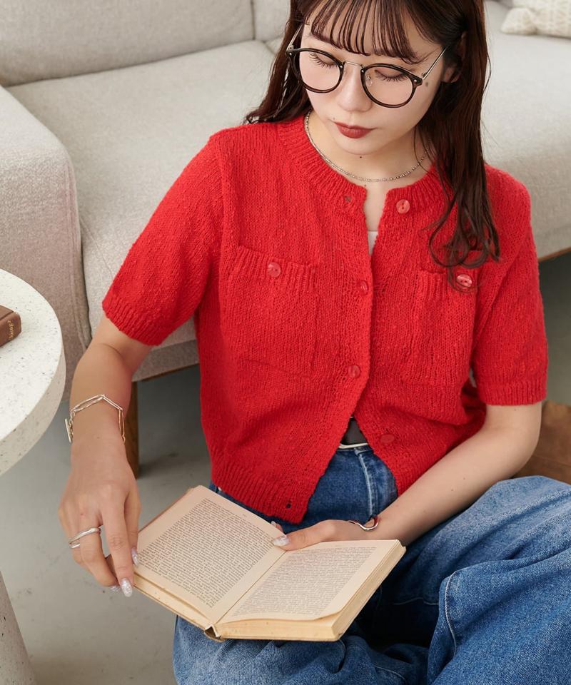 【WEB限定】ポケット付き半袖カーディガン