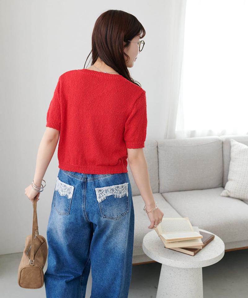 【WEB限定】ポケット付き半袖カーディガン