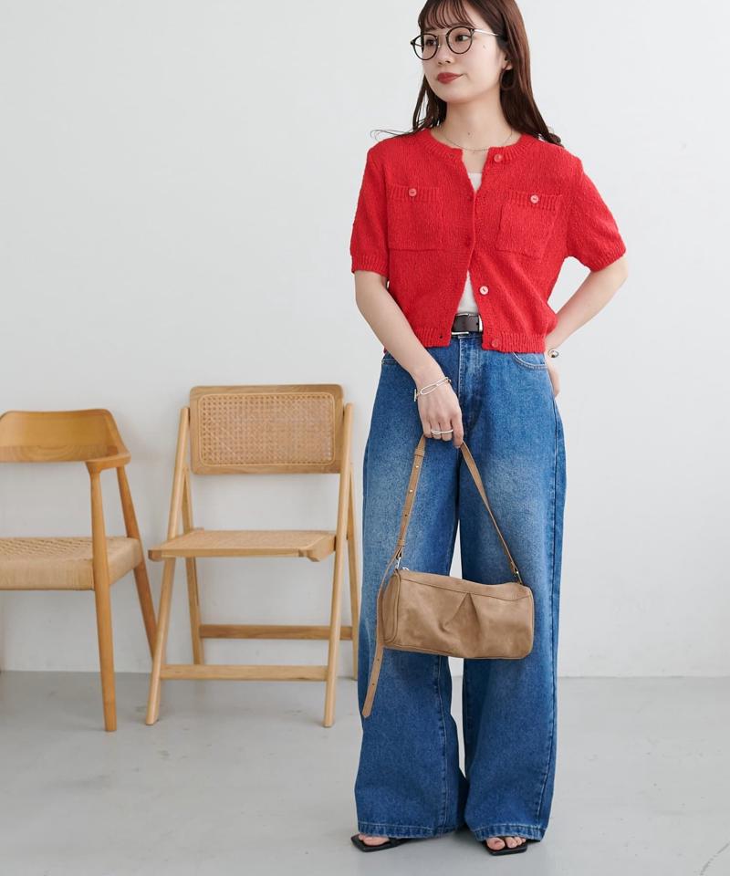 【WEB限定】ポケット付き半袖カーディガン