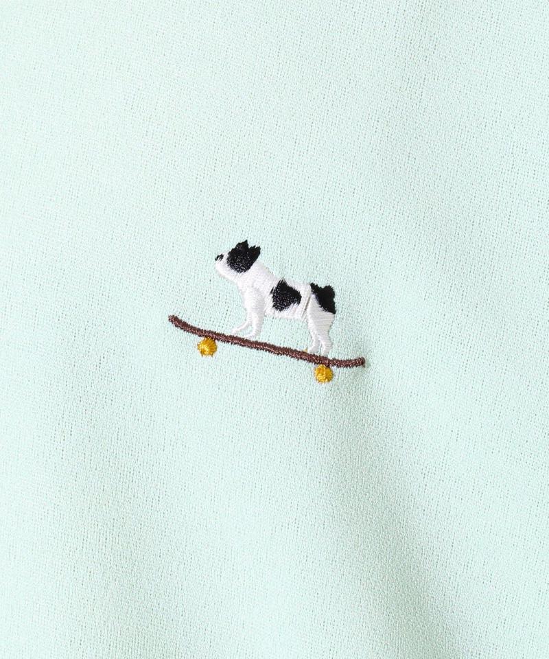 【GLOSTER/グロスター】フレンチブルドッグ刺繍 カットジョーゼットTシャツ