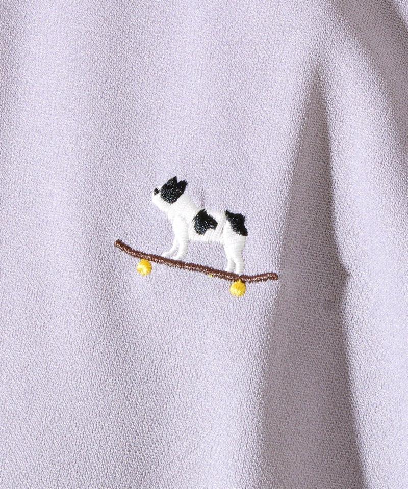 【GLOSTER/グロスター】フレンチブルドッグ刺繍 カットジョーゼットTシャツ