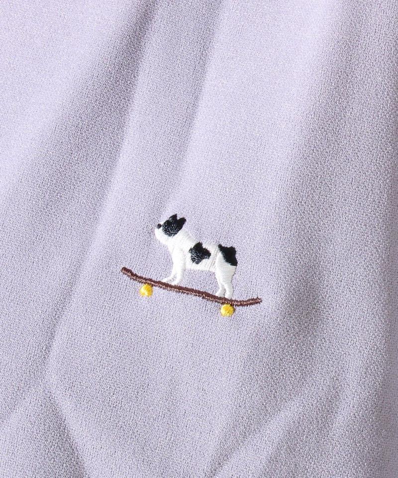 【GLOSTER/グロスター】フレンチブルドッグ刺繍 カットジョーゼットTシャツ