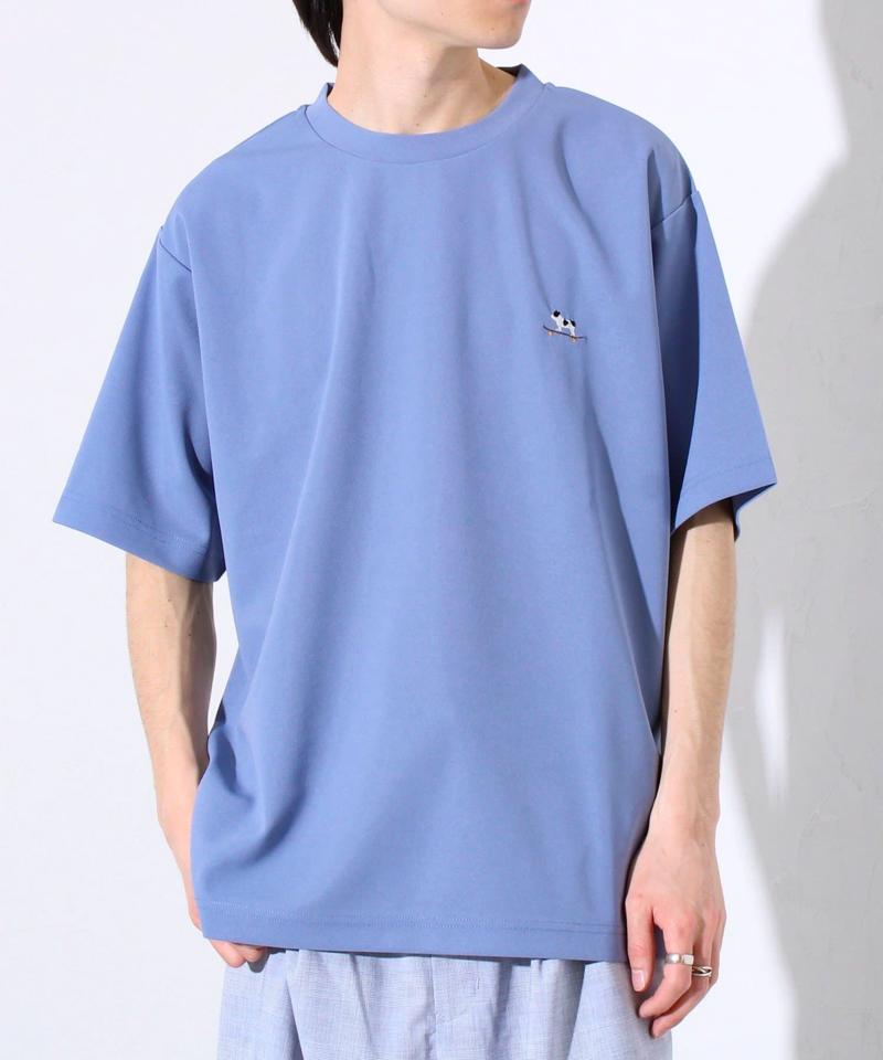 【GLOSTER/グロスター】フレンチブルドッグ刺繍 カットジョーゼットTシャツ