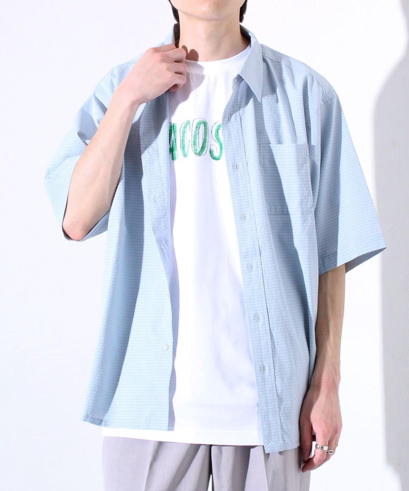 【GLOSTER】メッシュサッカー素材GOODNESS刺繍ショートスリーブシャツ