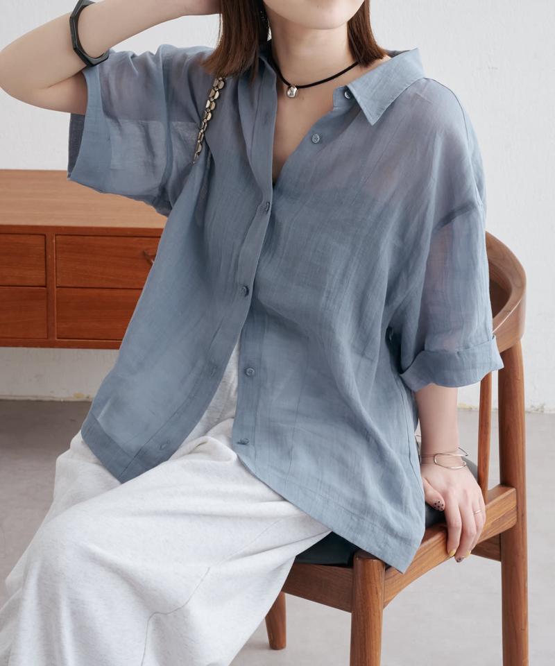 シアーリネンハーフスリーブシャツ