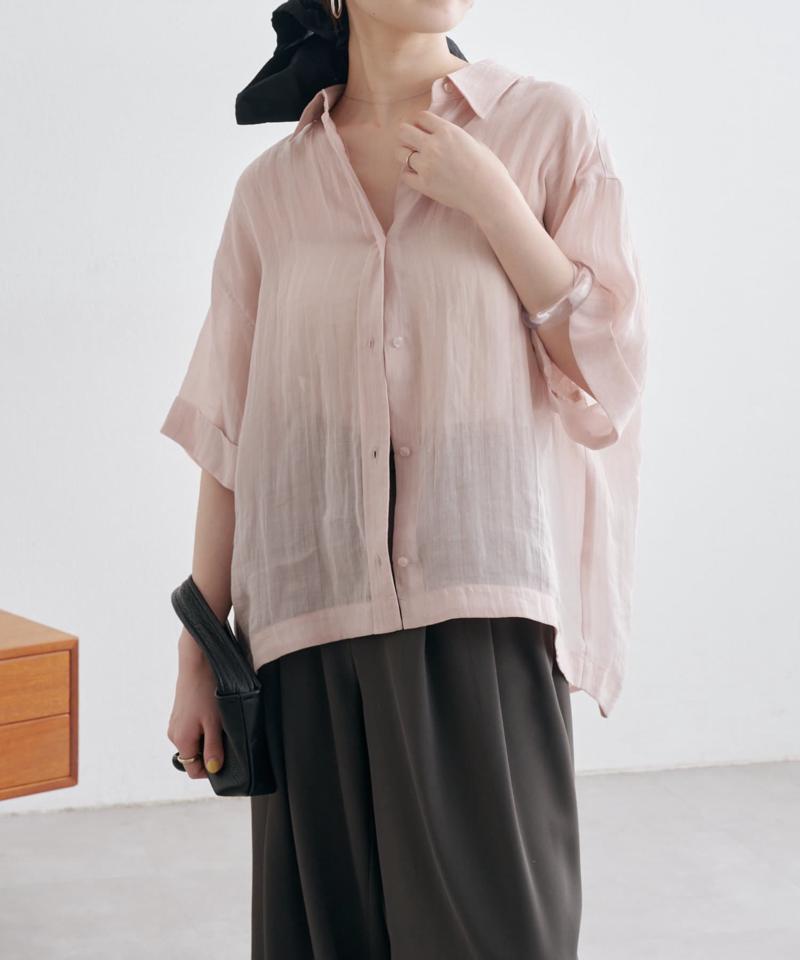 シアーリネンハーフスリーブシャツ